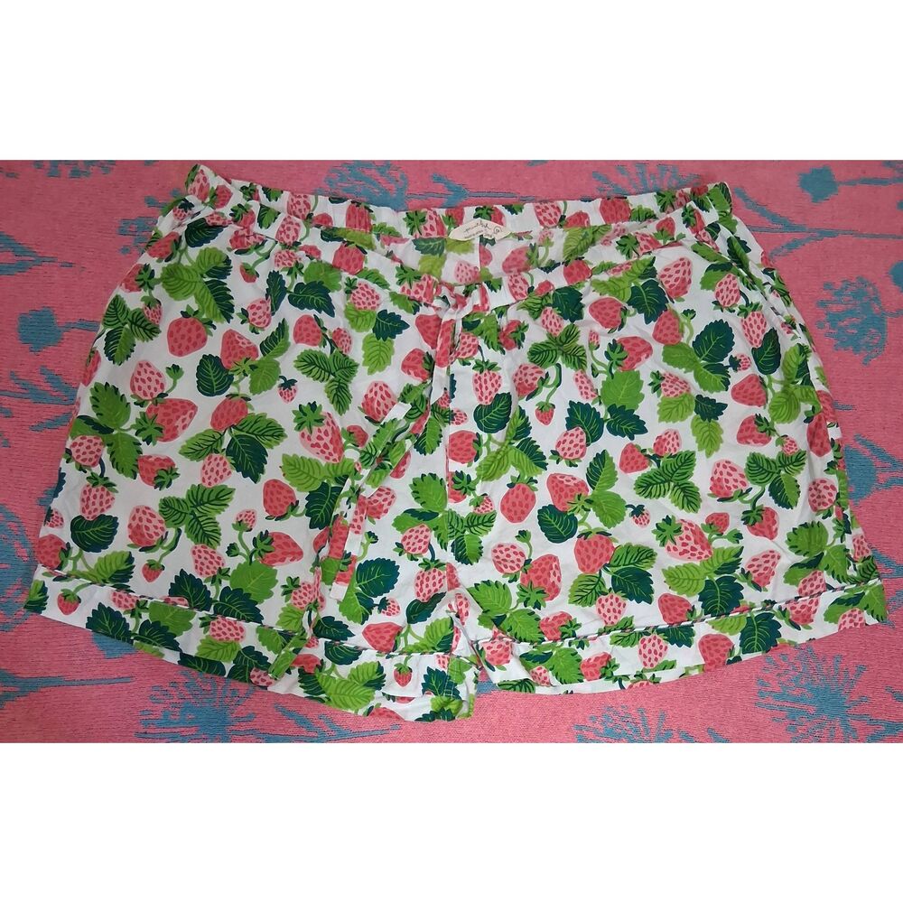 Print fresh womens 2xl strawberry pajama shorts green pink